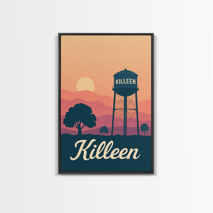 Killeen Texas Travel Poster, Canvas Print, Mid Century City Wall Art, Killeen Art Print, Modern Wall Decor, Travel Poster Art, Wall Decor