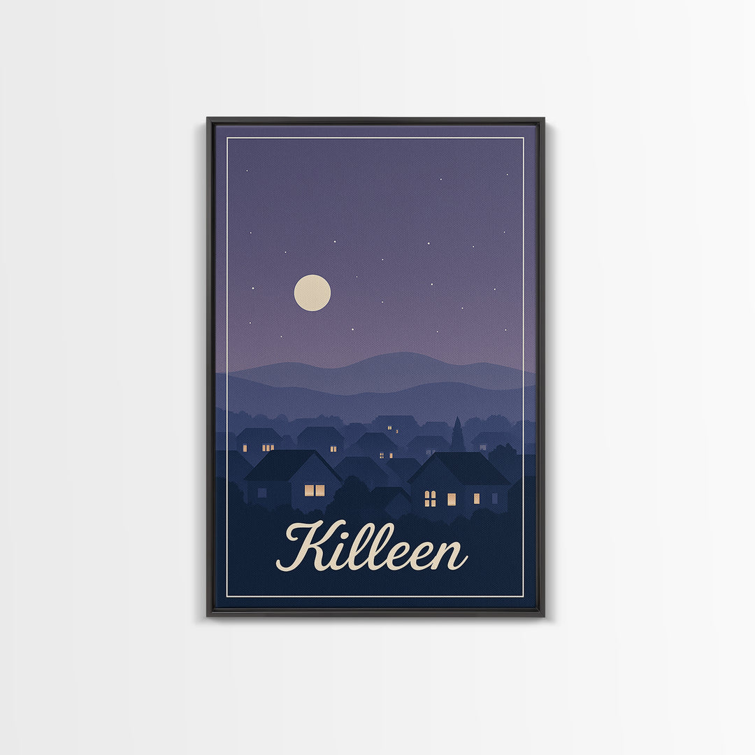 Killeen Travel Poster, Canvas Print, Classic Travel Poster Art, Killeen Poster Print, City Illustration, Travel Wall Art, Travel Poster Set