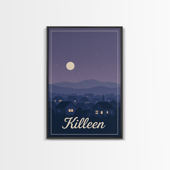 Killeen Travel Poster, Canvas Print, Classic Travel Poster Art, Killeen Poster Print, City Illustration, Travel Wall Art, Travel Poster Set