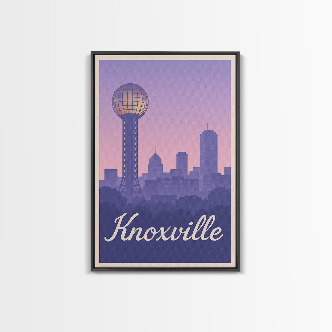 Knoxville Travel Poster, Framed Canvas Print, Mid Century City Wall Art, Knoxville Travel Art, Mid Century Wall Art, Travel Wall Decor