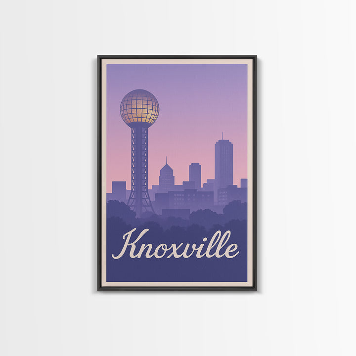 Knoxville Travel Poster, Framed Canvas Print, Mid Century City Wall Art, Knoxville Travel Art, Mid Century Wall Art, Travel Wall Decor