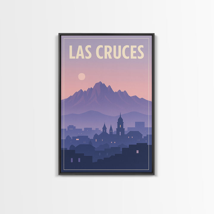 Las Cruces New Mexico Travel Poster, Canvas Print, Retro Sunset Skyline Art, Las Cruces Art Print, Modern Wall Decor, City Illustration