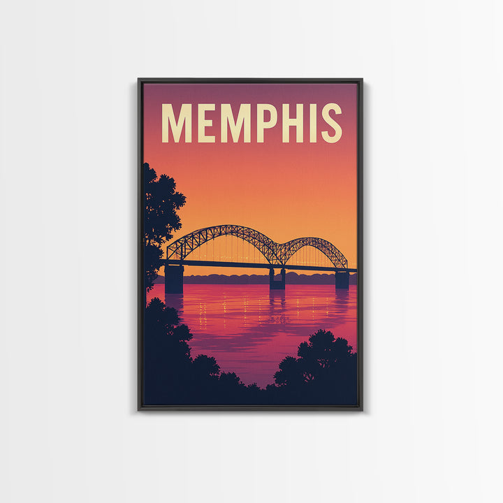 Memphis Tennessee Travel Poster, Framed Canvas Print, Vintage Travel Poster Art, Memphis Travel Art, Retro Travel Print, Fine Art Print