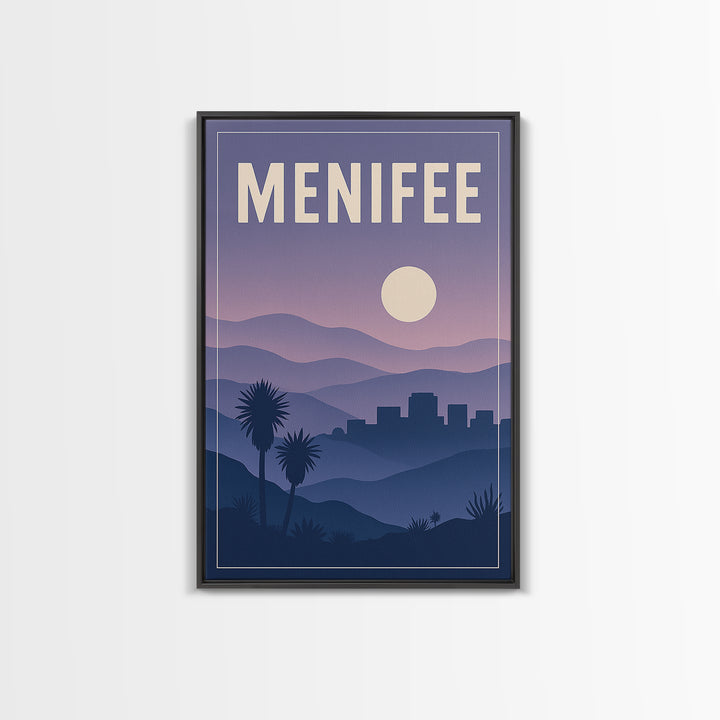 Menifee California Travel Poster, Canvas Print, Mid Century City Wall Art, Menifee Wall Art, City Art Print, Gift For Travelers, Travel Art