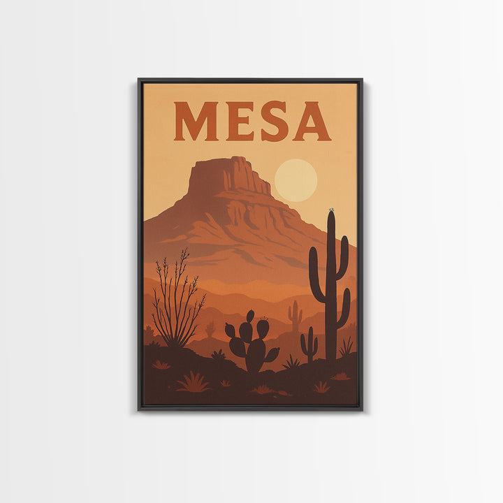 Mesa Arizona Travel Poster, Canvas Print, Retro Sunset Skyline Art, Mesa Poster Print, City Art Print, Vintage City Art, City Travel Prints