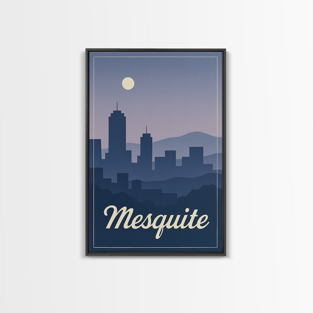 Mesquite Travel Poster, Framed Canvas Print, Mid Century City Wall Art, Mesquite Poster Print, Travel Poster Set, Home Office Decor