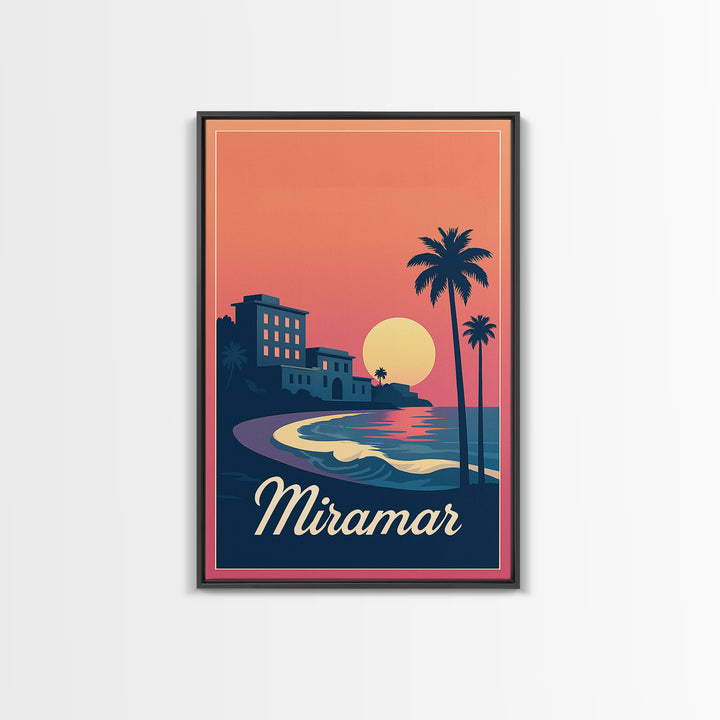 Miramar Florida Travel Poster, Canvas Print, Mid Century City Wall Art, Miramar City Art, Poster Art, Vintage City Poster, Travel Wall Art