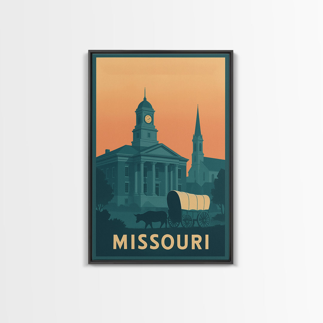Missouri Travel Poster, Framed Canvas Print, Classic Travel Poster Art, Missouri Travel Art, Vintage City Poster, City Travel Prints