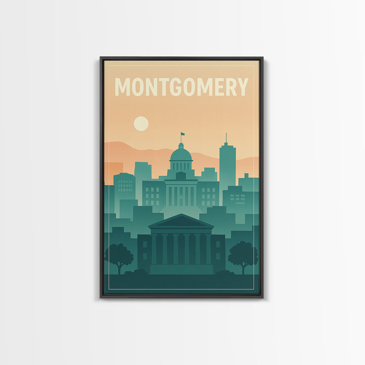 Montgomery Travel Poster, Canvas Print, Mid Century City Wall Art, Montgomery City Art, Mid Century Wall Art, Gift For Travelers
