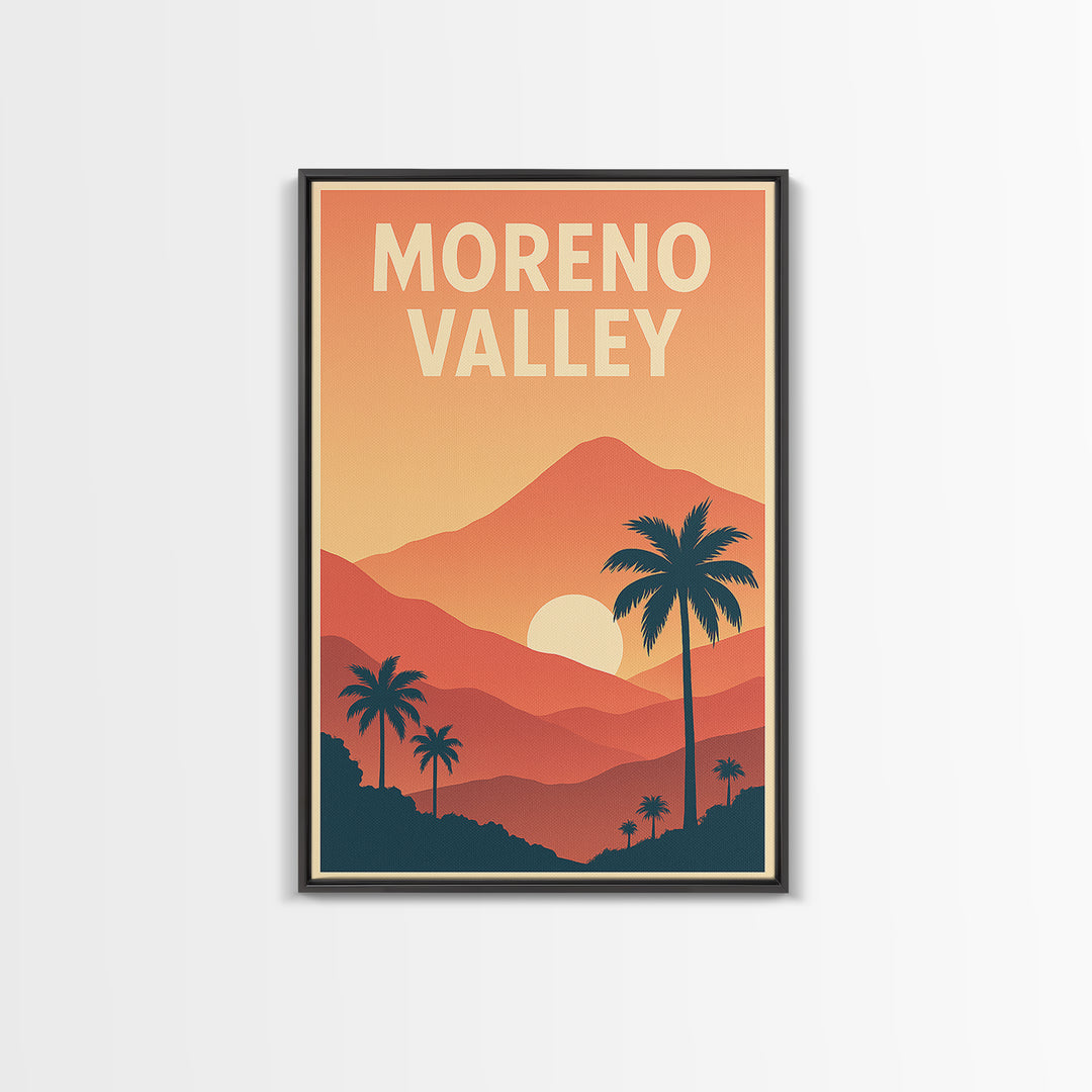 Moreno Valley Travel Poster, Canvas Print, Classic Travel Poster Art, Moreno Valley Travel Art, Vintage Travel Print, City Illustration