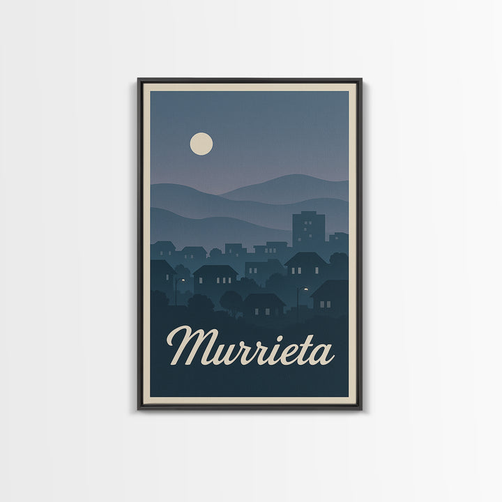 Murrieta Travel Poster, Framed Canvas Print, Mid Century City Wall Art, Murrieta Art Print, Gift For Travelers, Vintage City Poster