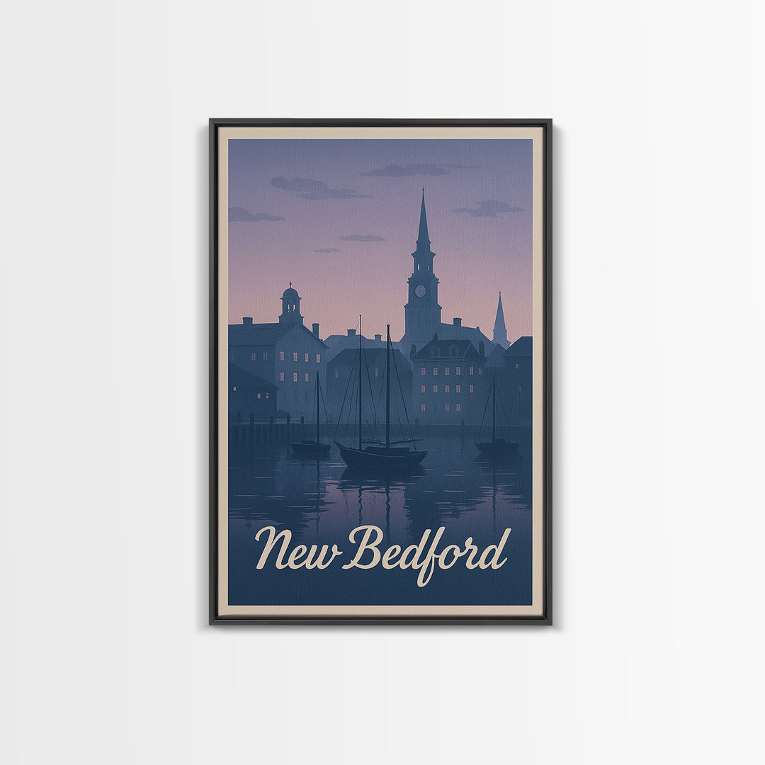 New Bedford Travel Poster, Framed Canvas Print, Vintage Travel Poster Art, New Bedford Poster Print, Fine Art Print, Vintage Travel Art