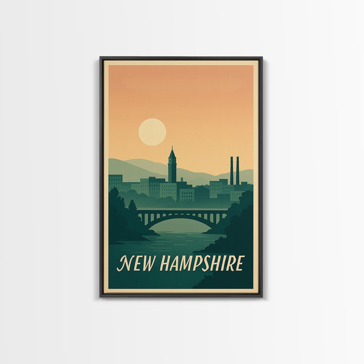 New Hampshire Travel Poster, Canvas Print, Mid Century City Wall Art, New Hampshire Poster Print, City Art Print, Travel Poster Set