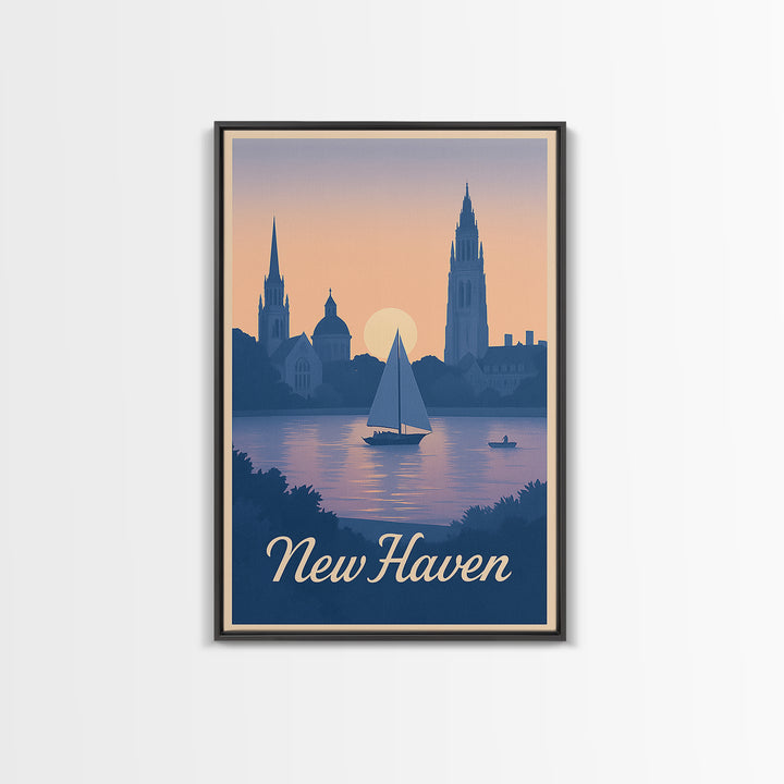 New Haven Travel Poster, Framed Canvas Print, Classic Travel Poster Art, New Haven City Art, Gift For Travelers, Vintage Travel Print
