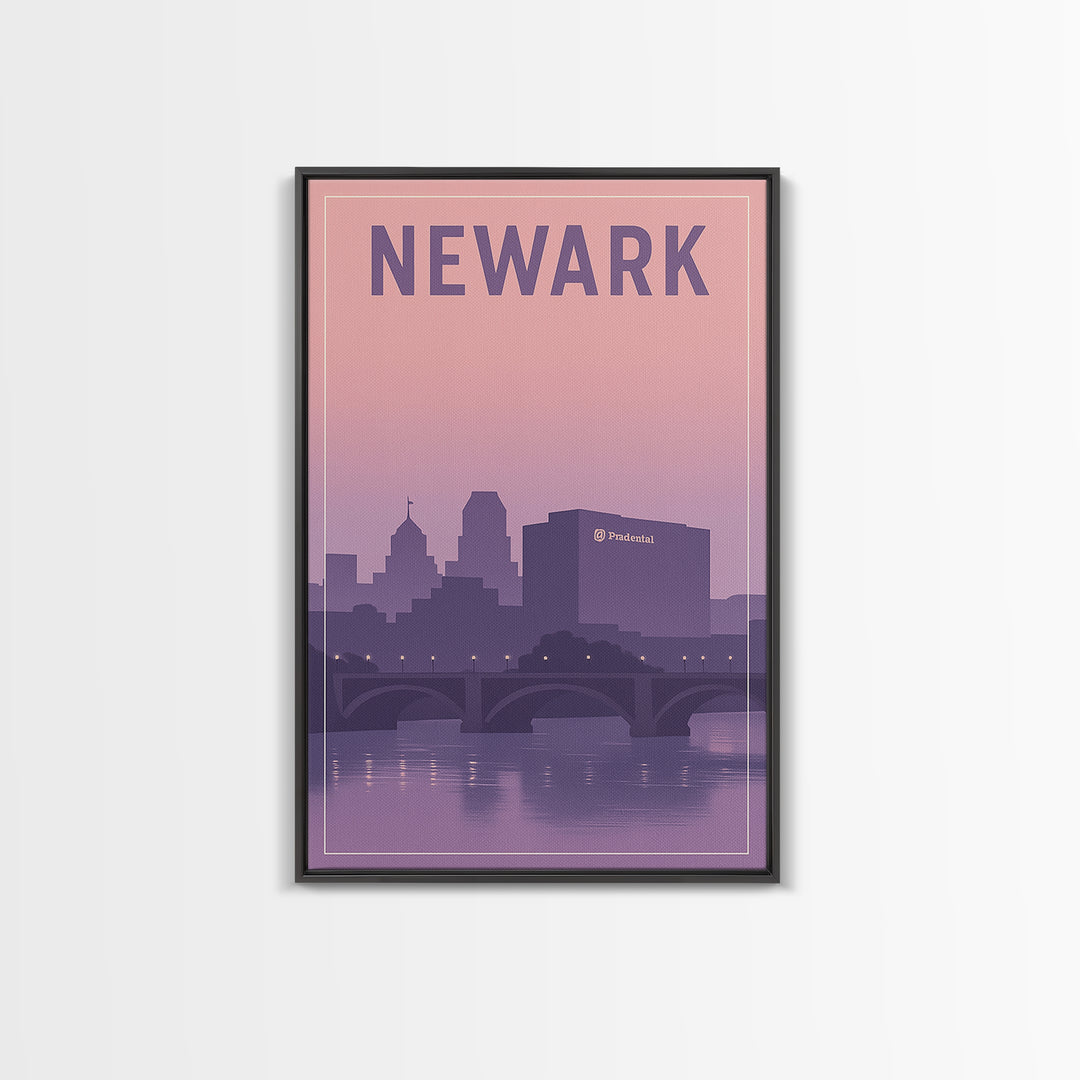 Newark New Jersey Travel Poster, Canvas Print, Mid Century City Wall Art, Newark Art Print, Watercolor City Skyline, Art Print