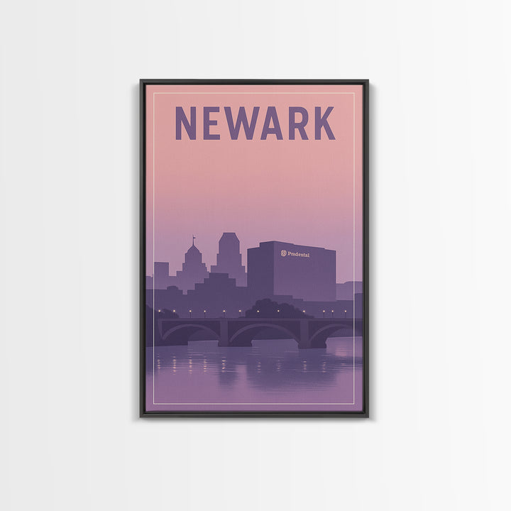 Newark New Jersey Travel Poster, Canvas Print, Mid Century City Wall Art, Newark Art Print, Watercolor City Skyline, Art Print