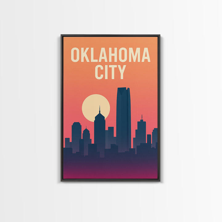 Oklahoma City Oklahoma Travel Poster, Canvas Print, Vintage Travel Poster Art, Oklahoma City Poster Print, Travel Poster Art, Landscape Art