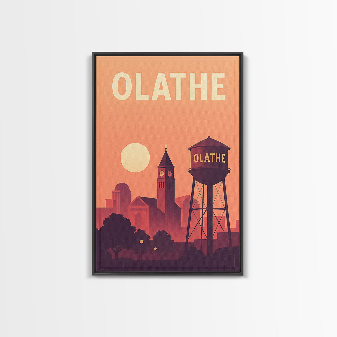 Olathe Travel Poster, Canvas Print, Mid Century City Wall Art, Olathe Travel Art, Travel Wall Art, Home Office Decor, City Illustration