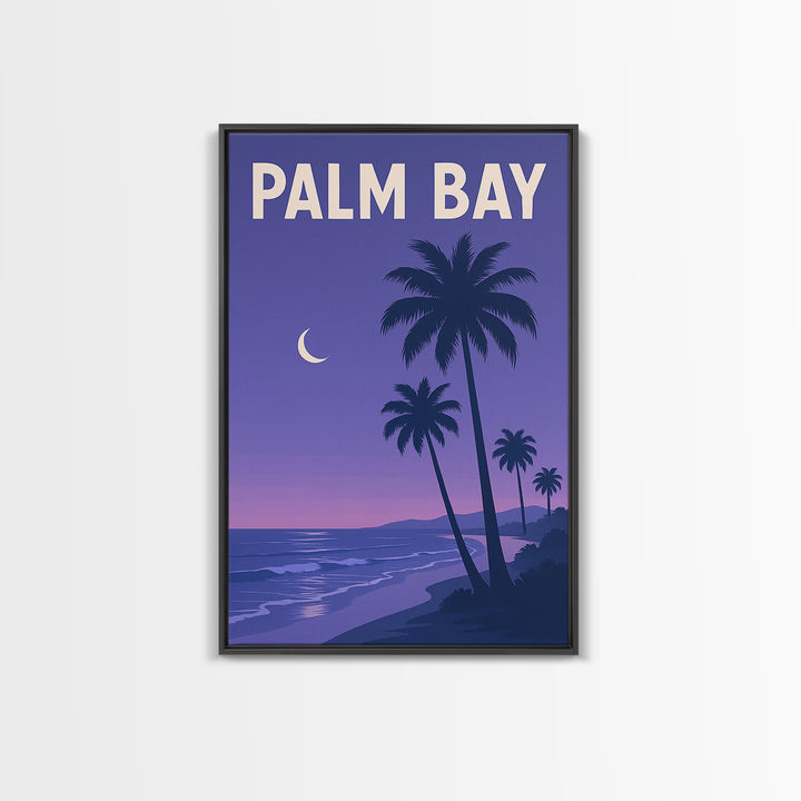 Palm Bay Florida Travel Poster, Canvas Print, Retro Sunset Skyline Art, Palm Bay Poster Print, Poster Art, Wanderlust Decor, Travel Gift