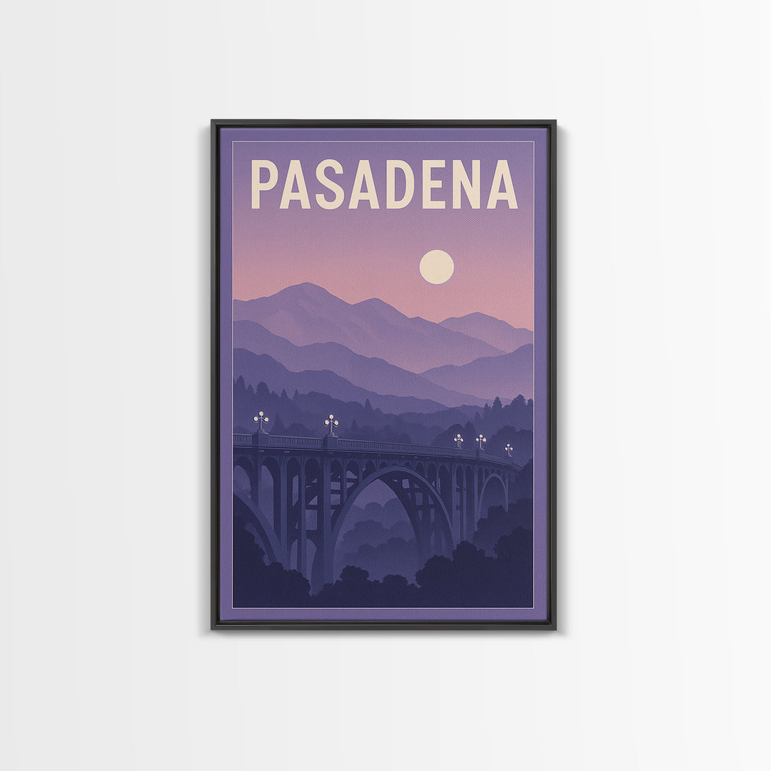 Pasadena California Travel Poster, Canvas Print, Mid Century City Wall Art, Pasadena City Art, Travel Print, Vintage City Poster, Wall Art
