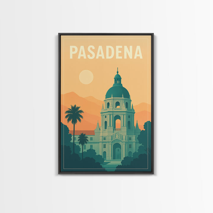 Pasadena Travel Poster, Canvas Print, Mid Century City Wall Art, Pasadena Poster Print, Travel Poster Art, Mid Century Wall Art