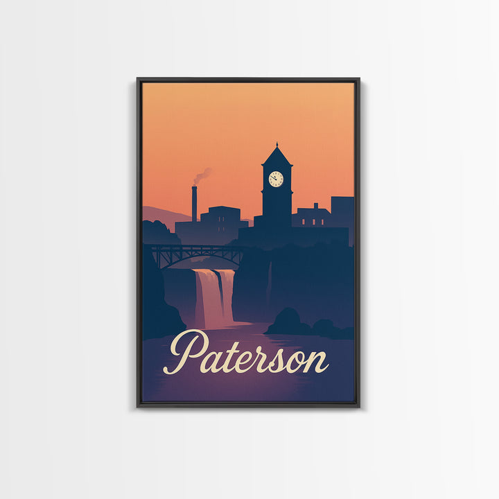 Paterson New Jersey Travel Poster, Canvas Print, Mid Century City Wall Art, Paterson Print, Vintage City Poster, Vintage City Art, Design 2