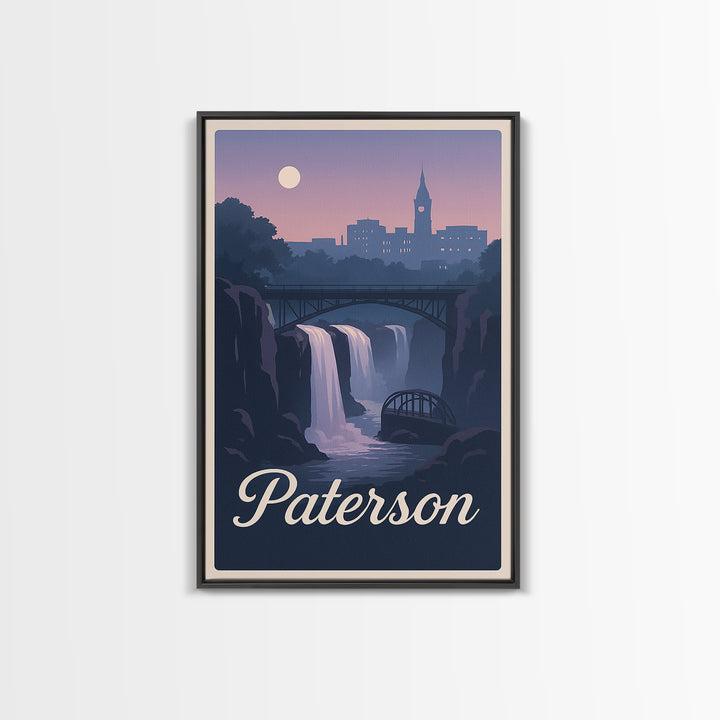 Paterson Travel Poster, Framed Canvas Print, Mid Century City Wall Art, Paterson Poster Print, Travel Poster Set, Gift For Travelers