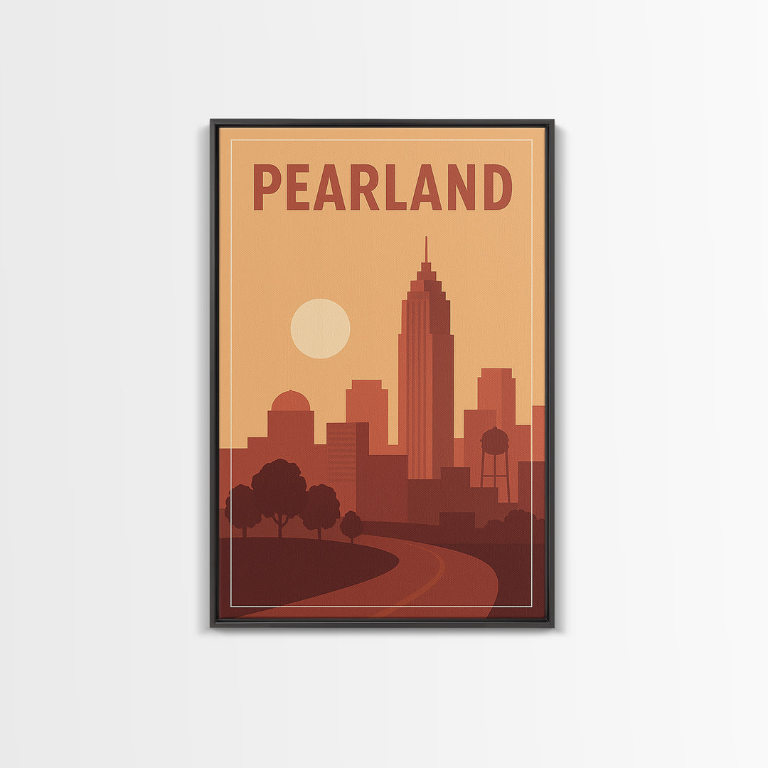 Pearland Travel Poster, Canvas Print, Mid Century City Wall Art, Pearland City Art, Vintage City Art, Retro Travel Print, Travel Art Print