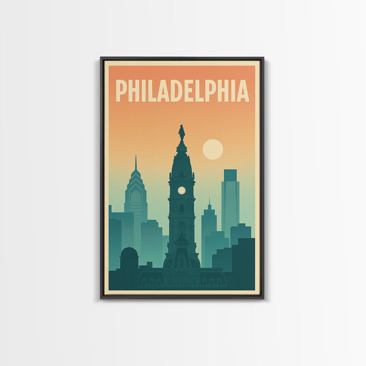 Philadelphia Pennsylvania Travel Poster, Canvas Print, Classic Travel Poster Art, Philadelphia Wall Art, Office Decor, Eclectic Wall Decor