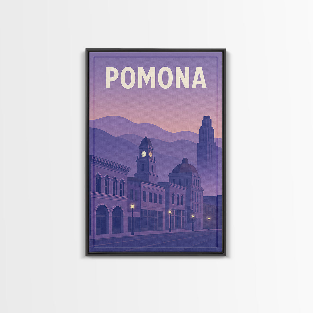 Pomona California Travel Poster, Canvas Print, Classic Travel Poster Art, Pomona City Art, Wall Art, Wanderlust Decor, City Art Print
