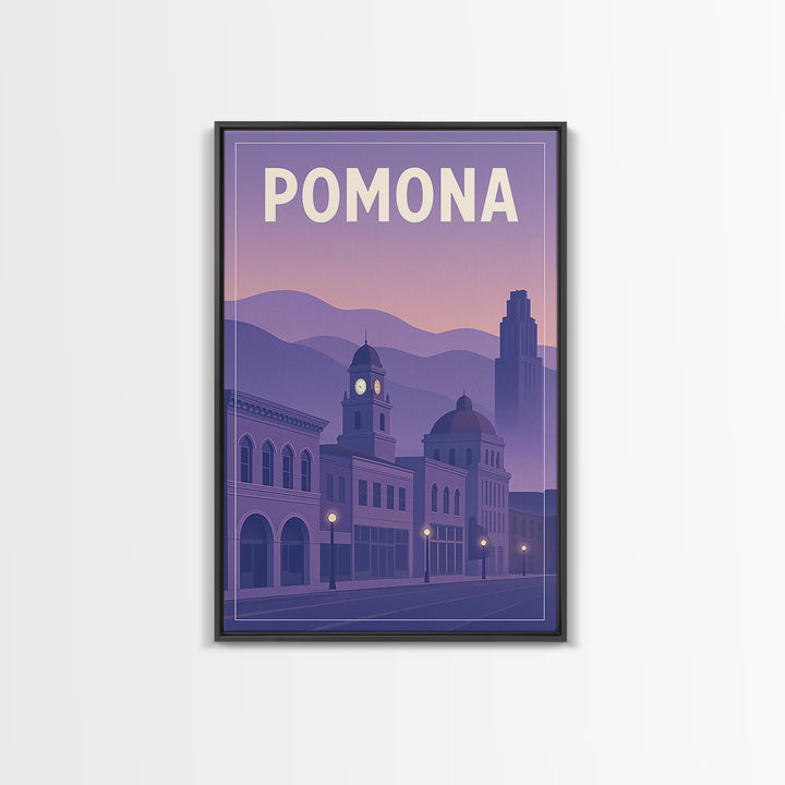 Pomona California Travel Poster, Canvas Print, Classic Travel Poster Art, Pomona City Art, Wall Art, Wanderlust Decor, City Art Print