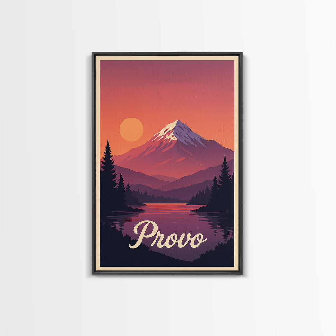 Provo Utah Travel Poster, Canvas Print, Vintage Travel Poster Art, Provo Wall Art, City Travel Prints, Fine Art Print, Retro Travel Print
