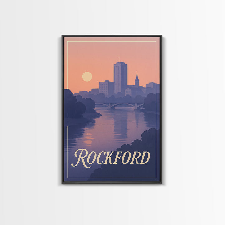 Rockford Travel Poster, Canvas Print, Mid Century City Wall Art, Rockford Poster Print, City Art Print, Travel Poster Art, Travel Art Print