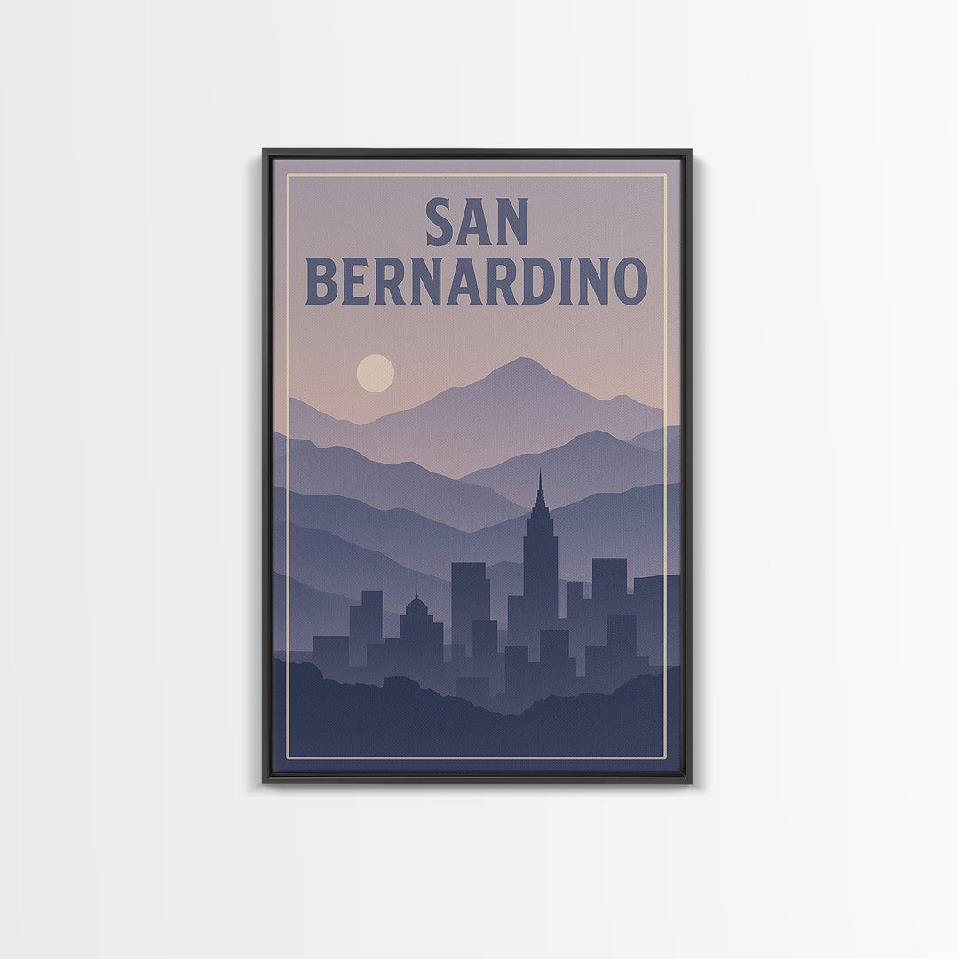 San Bernardino California Travel Poster, Canvas Print, Mid Century City Wall Art, San Bernardino Travel Art, Modern Wall Decor, Wall Art