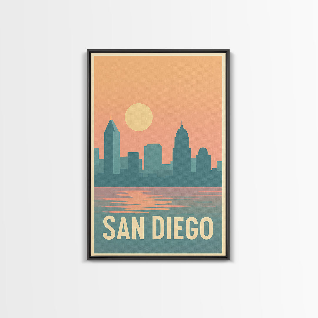 San Diego Travel Poster, Canvas Print, Classic Travel Poster Art, San Diego Travel Art, Fine Art Print, Travel Art Print, City Illustration