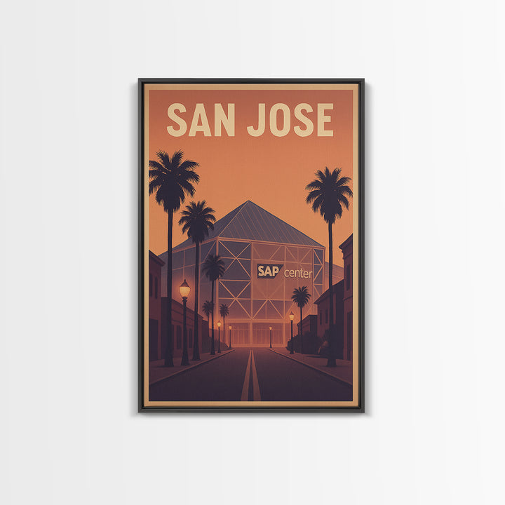 San Jose Travel Poster, Framed Canvas Print, Mid Century City Wall Art, San Jose Art Print, Wanderlust Decor, Gift For Travelers