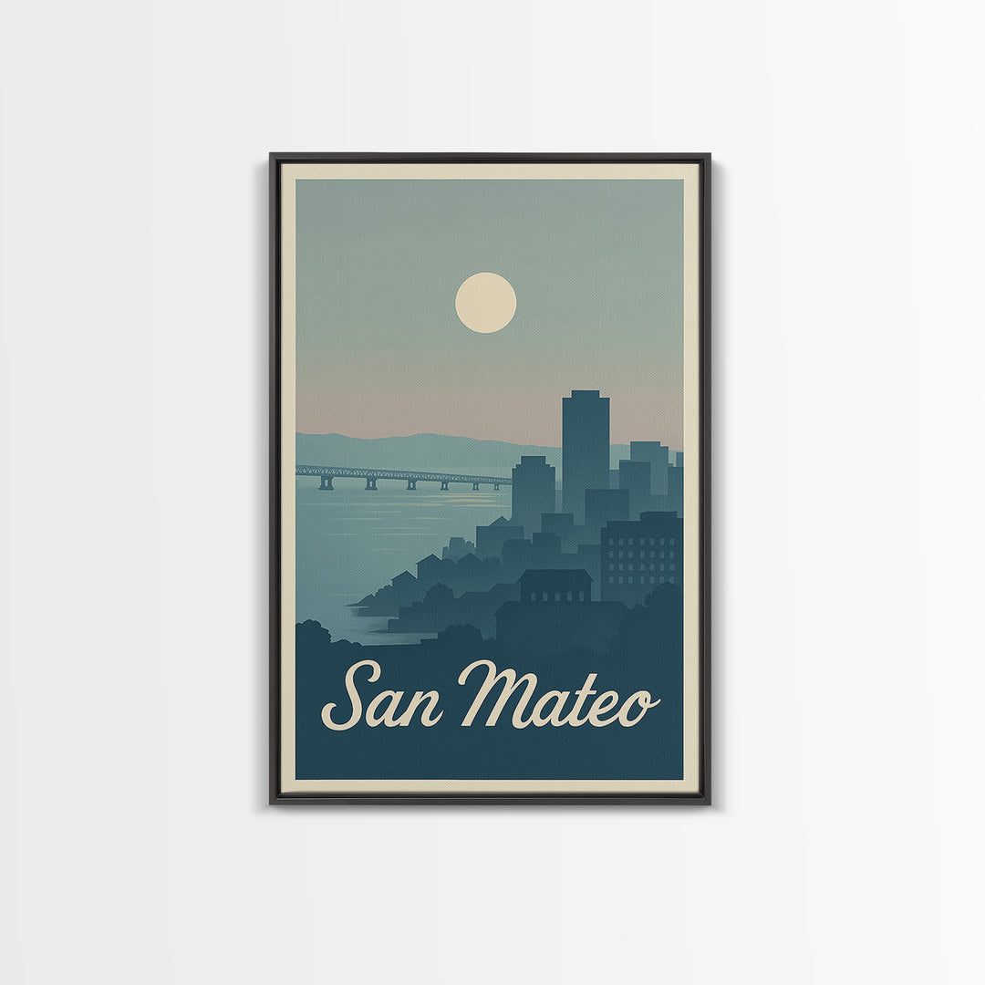 San Mateo Travel Poster, Canvas Print, Vintage Travel Poster Art, San Mateo Wall Art, Vintage Travel Print, Vintage City Poster