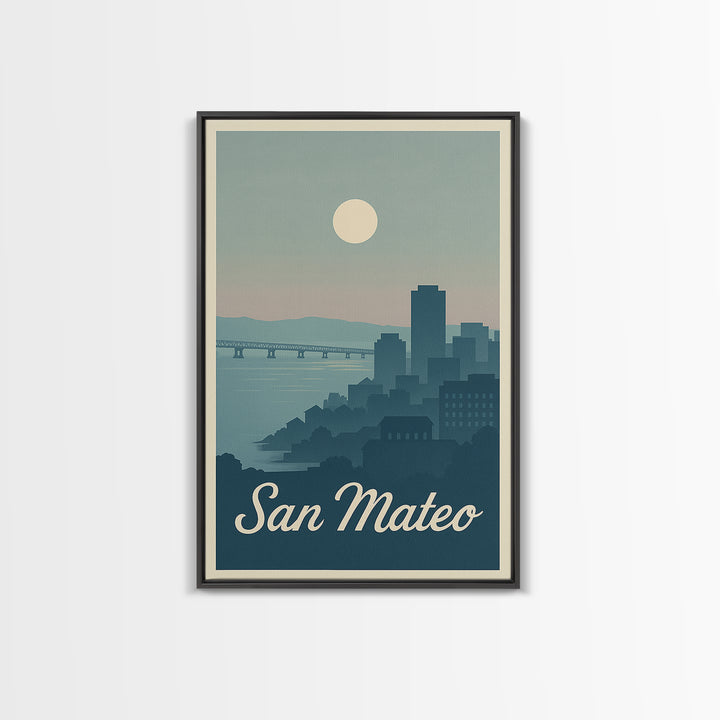 San Mateo Travel Poster, Canvas Print, Vintage Travel Poster Art, San Mateo Wall Art, Vintage Travel Print, Vintage City Poster