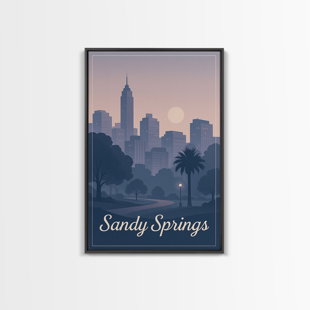 Sandy Springs Travel Poster, Framed Canvas Print, Classic Travel Poster Art, Sandy Springs Travel Art, City Art Print, Travel Poster Art