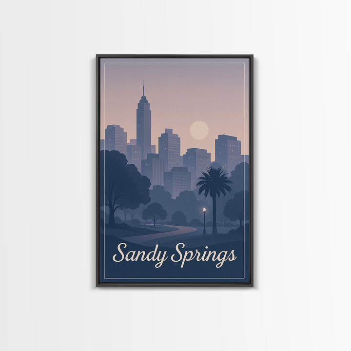 Sandy Springs Travel Poster, Framed Canvas Print, Classic Travel Poster Art, Sandy Springs Travel Art, City Art Print, Travel Poster Art