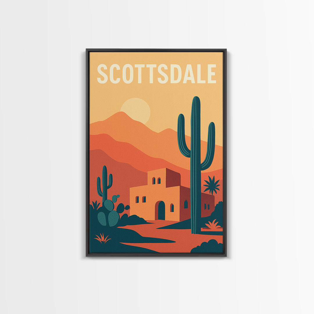 Scottsdale Travel Poster, Canvas Print, Vintage Travel Poster Art, Scottsdale Poster Print, Vintage City Poster, Fine Art Print