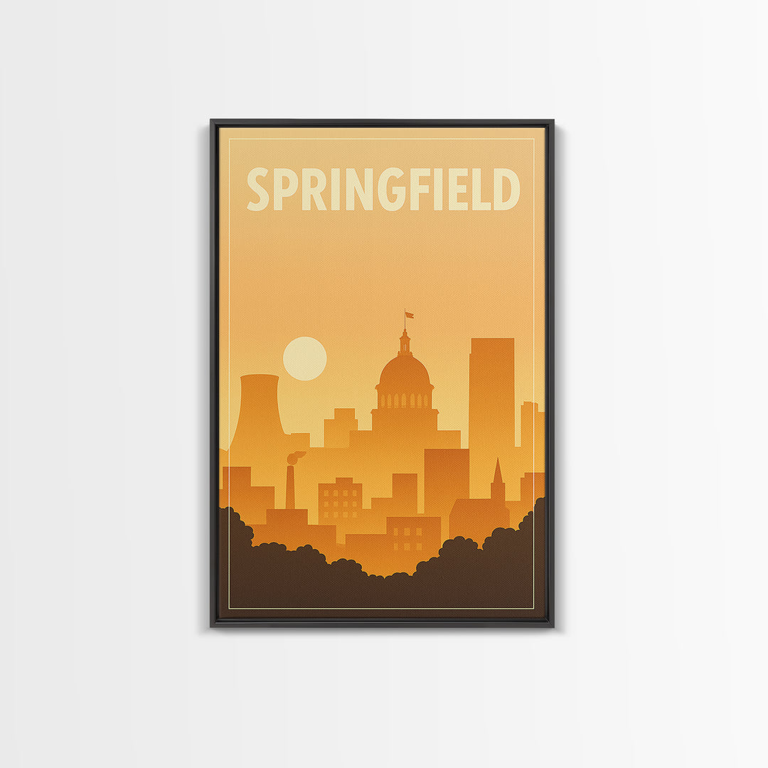 Sprinfield Travel Poster, Canvas Print, Classic Travel Poster Art, Sprinfield Wall Art, City Illustration, Vintage Travel Art, Wall Art