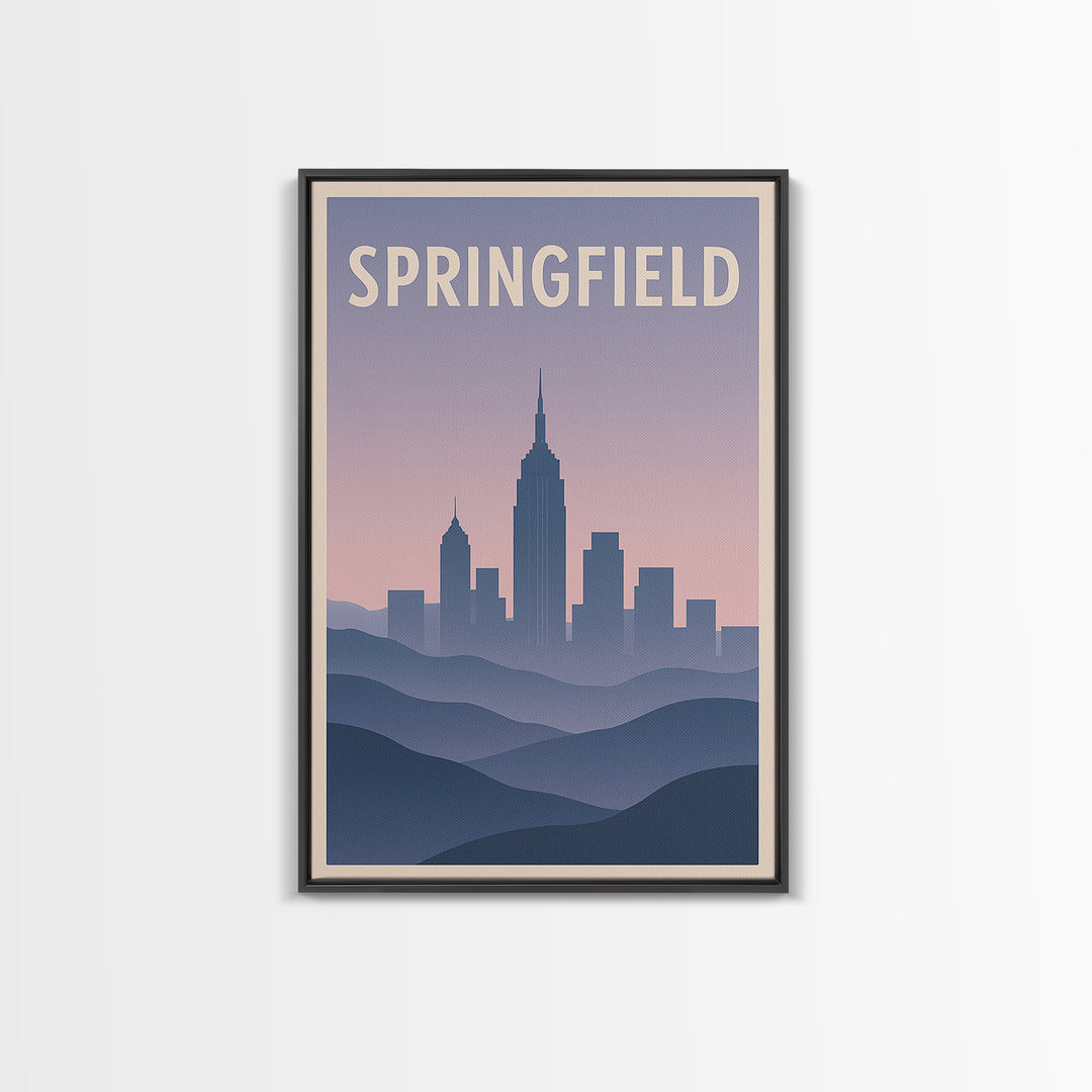 Springfield Travel Poster, Canvas Print, Mid Century City Wall Art, Springfield City Art, Retro Travel Print, City Travel Prints