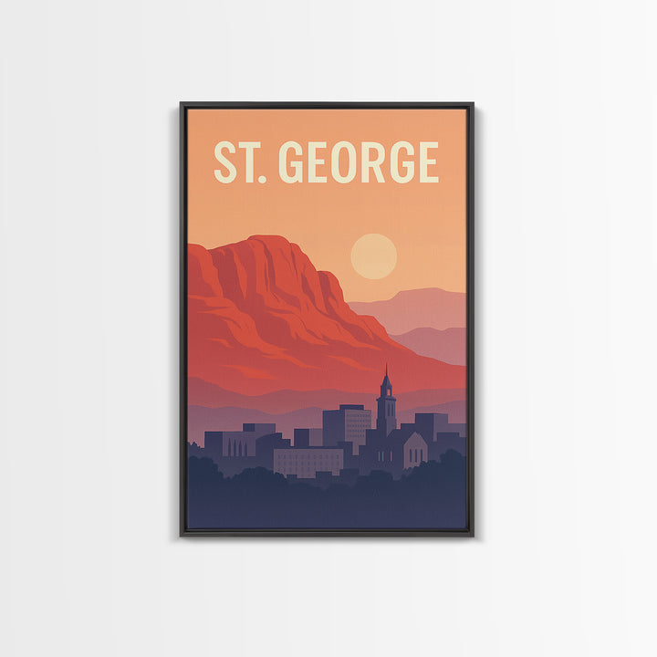 St George Utah Travel Poster, Canvas Print, Mid Century City Wall Art, St George Wall Art, City Travel Prints, Travel Art Print, Art Print