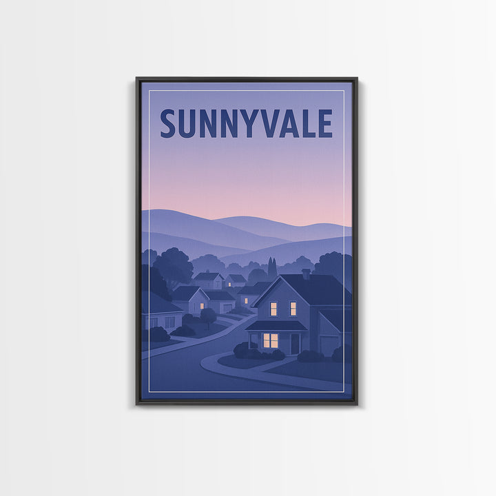 Sunnyvale California Travel Poster, Canvas Print, Retro Sunset Skyline Art, Sunnyvale Travel Art, Poster Art, Wall Decor, Poster Print