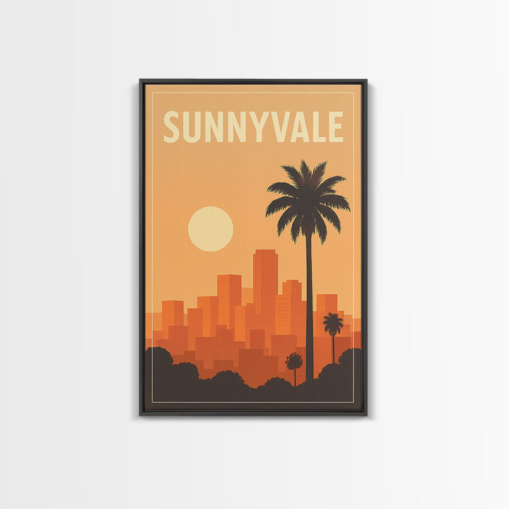 Sunnyvale Travel Poster, Framed Canvas Print, Vintage Travel Poster Art, Sunnyvale Art Print, Gift For Travelers, Living Room Wall Art