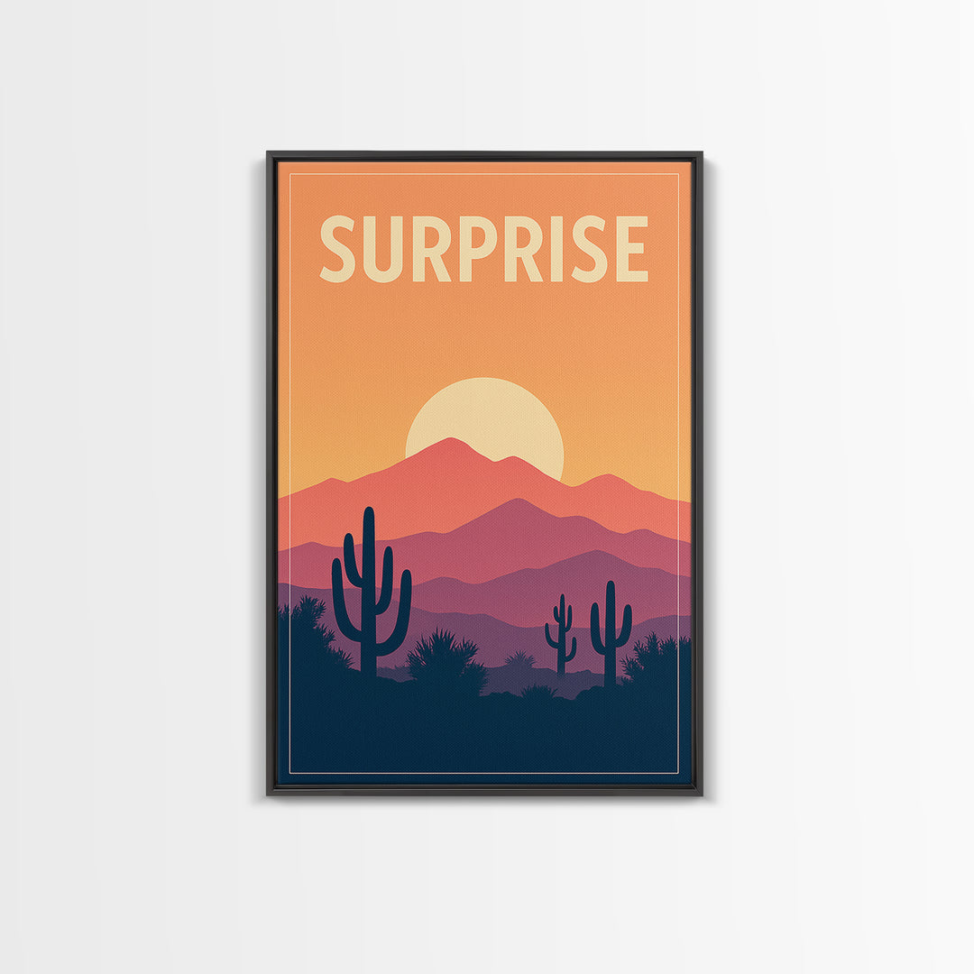 Surprise Travel Poster, Canvas Print, Classic Travel Poster Art, Surprise Art Print, Wanderlust Decor, Travel Art Print, Modern Wall Decor