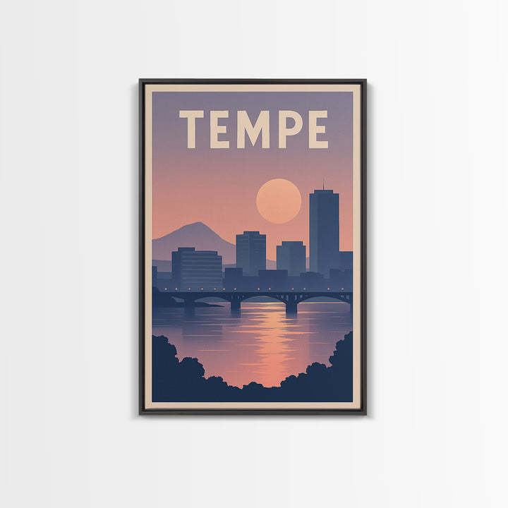 Tempe Arizona Travel Poster, Canvas Print, Mid Century City Wall Art, Tempe Travel Art, Travel Wall Art, City Poster, Gift For Travelers