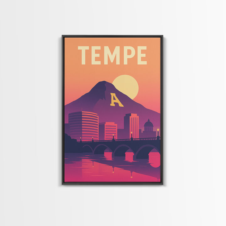 Tempe Travel Poster, Canvas Print, Vintage Travel Poster Art, Tempe Travel Art, Vintage City Art, Vintage Travel Print, City Art Print