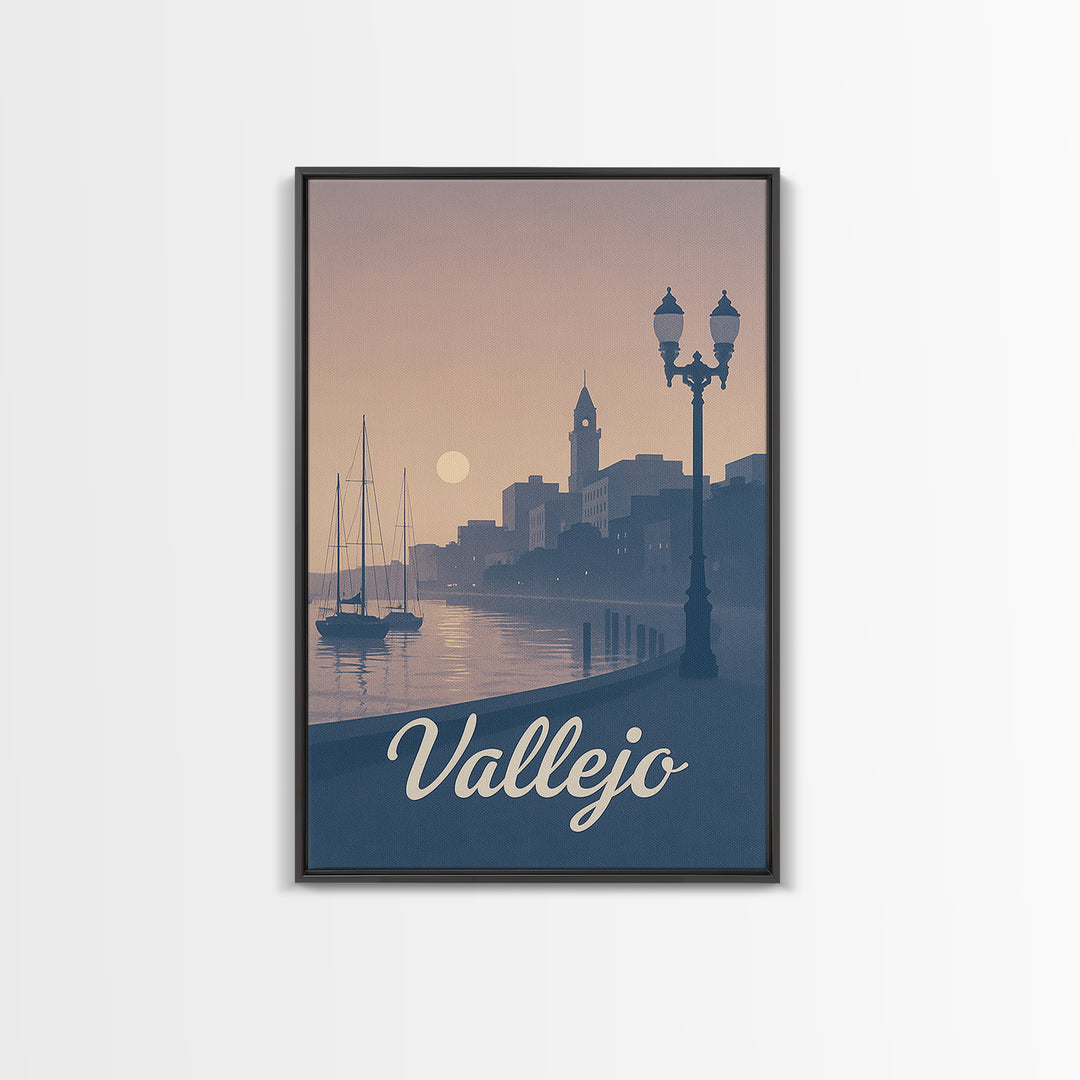 Vallejo Travel Poster, Canvas Print, Vintage Travel Poster Art, Vallejo City Art, Vintage City Art, City Illustration, Mid Century Wall Art